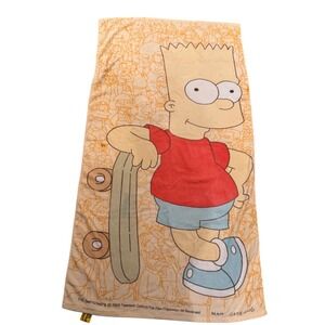 Y2K The Simpsons Bart Skateboard Beach Towel 2003 Fox Licensed Sz Bath Towel